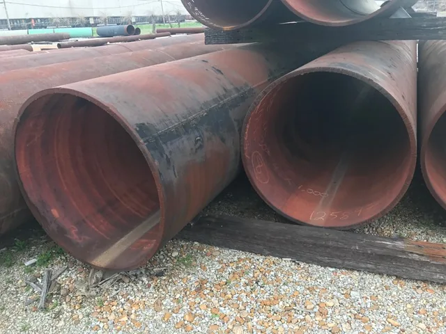 Stacks of large-diameter structural steel pipe in the Idaho Pipe & Steel yard