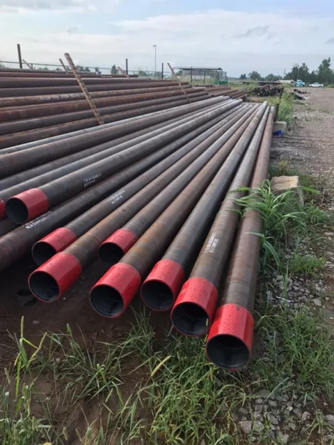 Used 4 1/2 inch oilfield casing stood on end in Shoshone, Idaho
